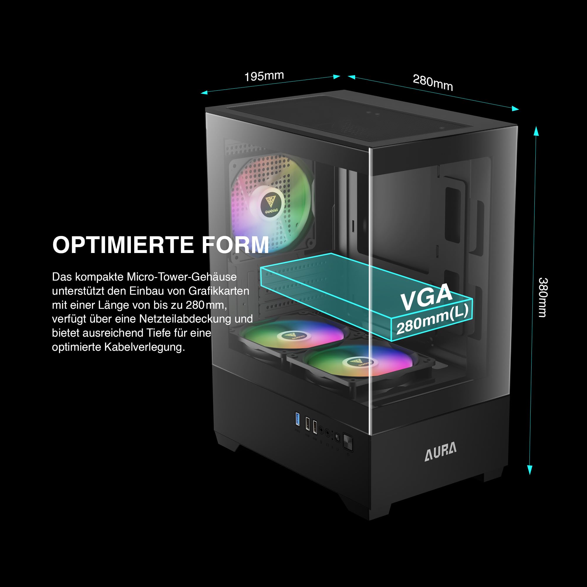 Amazon | GAMDIAS Micro-ATX Towerコンピューターケース 強化ガラス